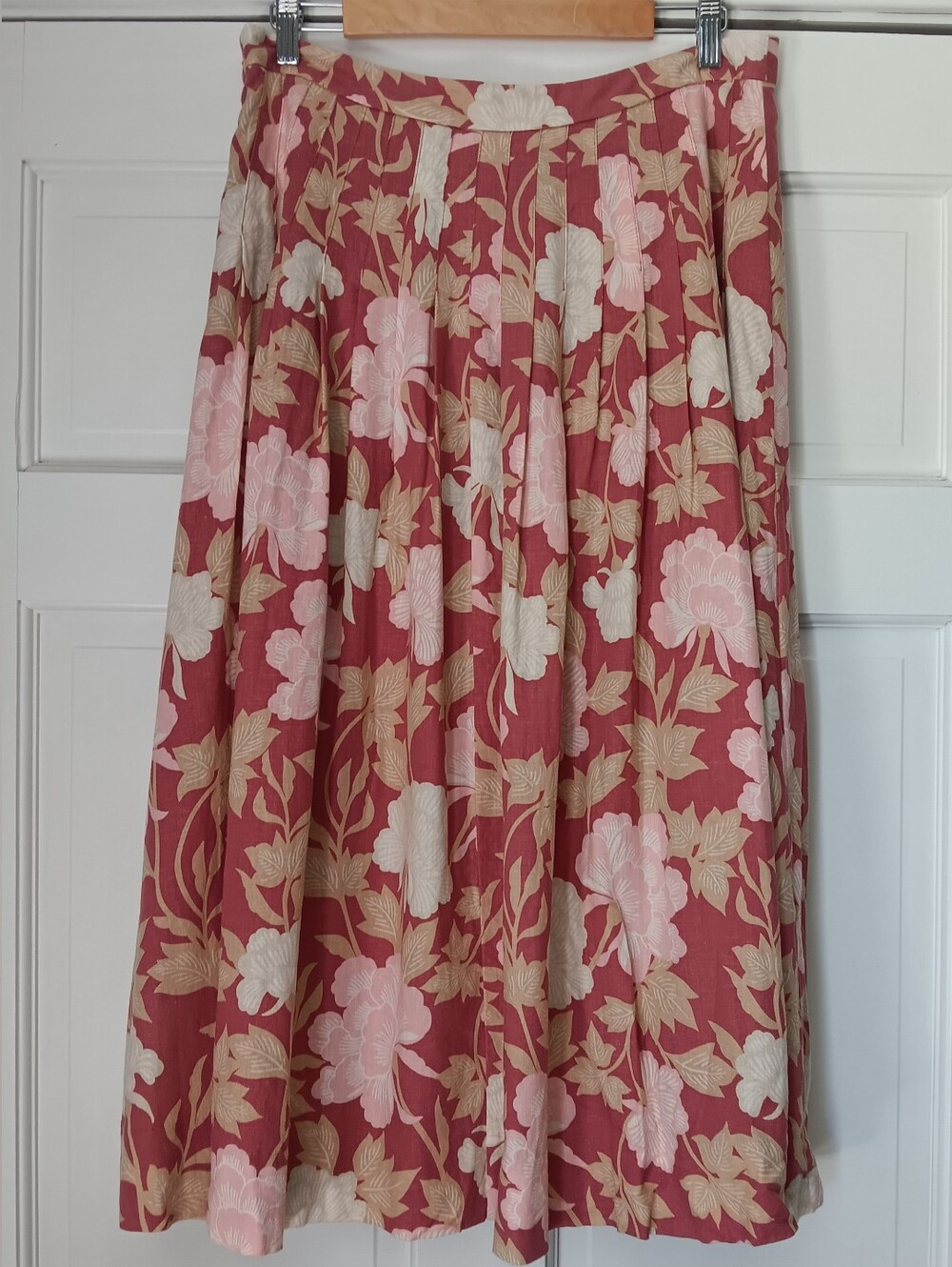 RYEGRASS Floral Pink & Cream Pleated Midi Skirt
